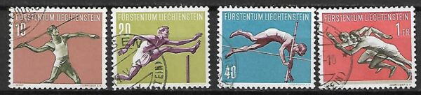 LEKKOATLETYKA LIECHTENSTEIN MI.342-345 KASOWANY