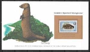 MANGUSTA ZŁOCISTA ANTIGUA BARBUDA  KOLEKCJA ZWIERZĄT ŚWIATA NA KARCIE