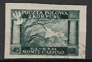 POCZTY WOJSKOWE 2-GO KORPUSU POLSKI WE WŁOSZECH FI.1ya ZANCZEK Z BLOKU KASOWANY