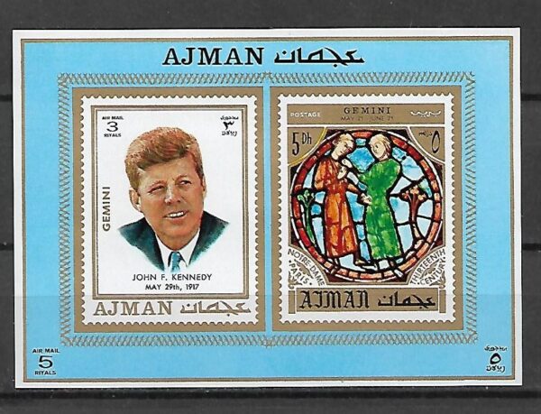 J.F.KENNEDY AJMAN MI.BL.268**