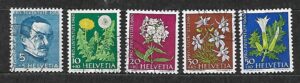 KWIATY SZWAJCARIA MI.722-726 KASOWANA