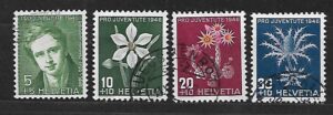 KWIATY SZWAJCARIA MI.475-478 KASOWANA
