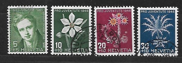 KWIATY SZWAJCARIA MI.475-478 KASOWANA