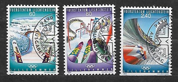 OLIMPIADA ZIMOWA LIECHTENSTEIN MI.1076-1078 KASOWANY