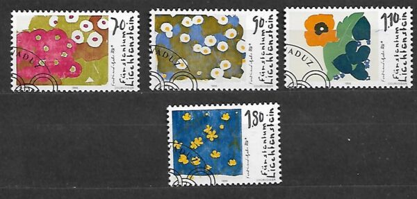 KWIATY LIECHTENSTEIN MI.1132-1135 KASOWANY