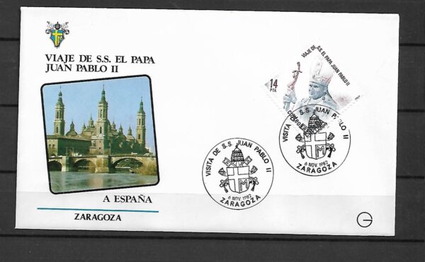 WIZYTA JANA PAWŁA II HISZPANIA-ZARAGOZA KOPERTA