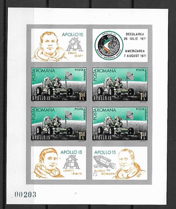 APOLLO 15 RUMUNIA MI.BL.89**