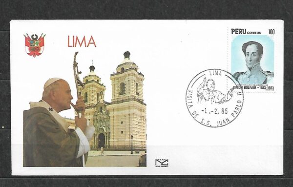 WIZYTA JANA PAWŁA II PERU-LIMA KOPERTA