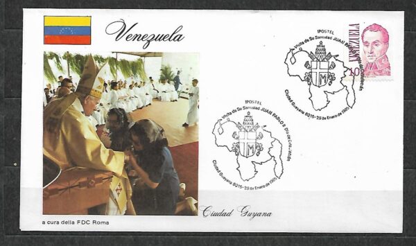 WIZYTA JANA PAWŁA II WENEZUELA-CIUDAD GUYANA KOPERTA
