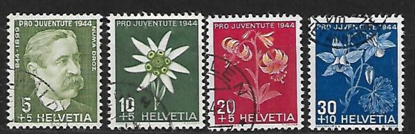 KWIATY SZWAJCARIA MI.439-442 KASOWANA