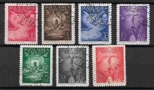 ZNACZKI POCZTY LOTNICZEJ ANIOŁY WATYKAN MI.140-146 KASOWANY