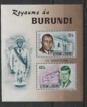 J.F.KENNEDY I LOUISE RWAGASORE BURUNDI MI.BL.10A**