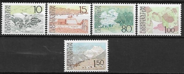 KRAJOBRAZY LIECHTENSTEIN MI.573-577**