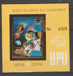 LOT NA KSIĘŻYC  DAHOMEY MI.BL.42**NA ZŁOTEJFOLII