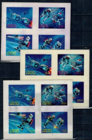LOT W KOSMOS BHUTAN MI.BL.10-12** TRÓJWYMIAROWE