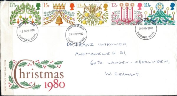 FDC BOŻE NARODZENIE ANGLIA MI.856-860 NR4