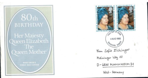 FDC KRÓLOWA MATKA ANGLIA MI.845