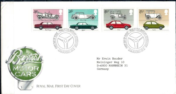 FDC SAMOCHODY ANGLIA MI.929-932