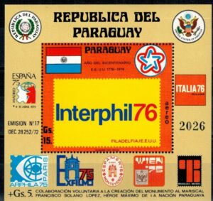WYSTAWA FILATELISTYCZNA PARAGWAJ MI.BL.275**