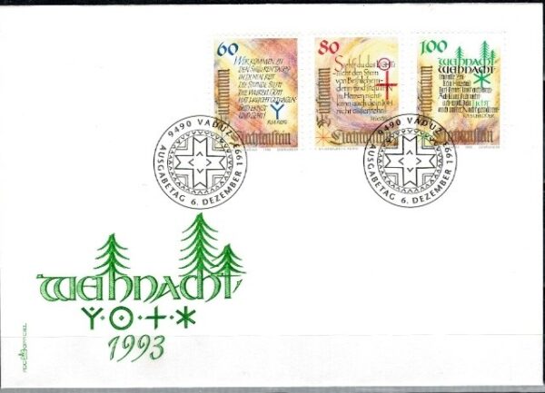 FDC BOŻE NARODZENIE LIECHTENSTEIN MI.1073-1075