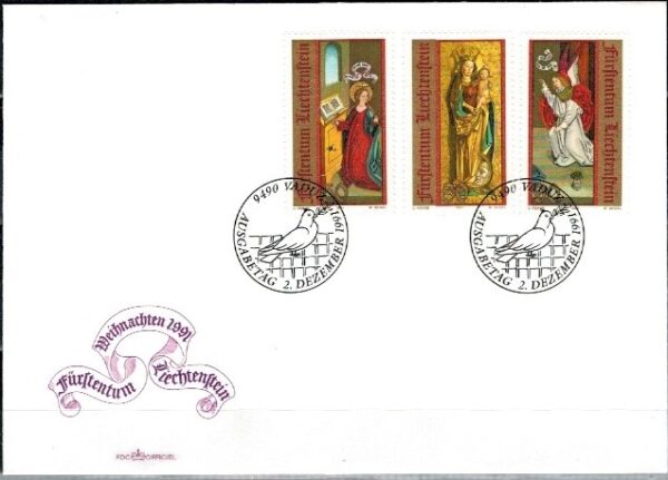 FDC BOŻE NARODZENIE LIECHTENSTEIN MI.1027-1029