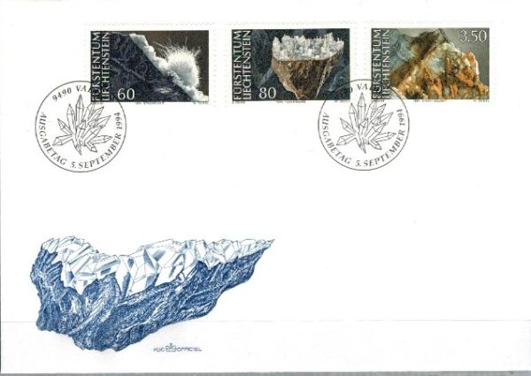 FDC MINERAŁY LIECHTENSTEIN MI.1093-1095