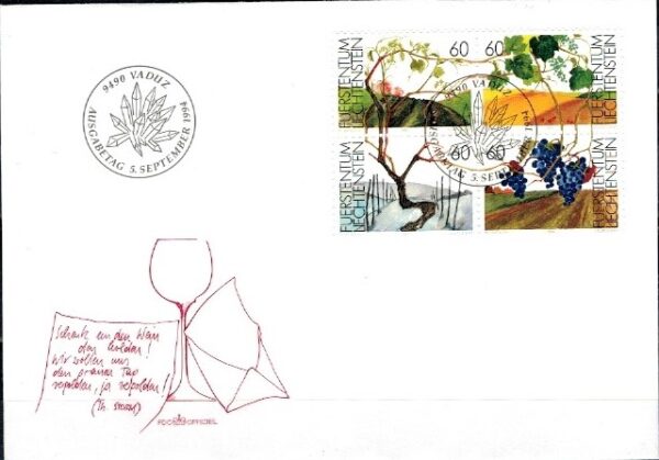 FDC WINOROŚLA LIECHTENSTEIN MI.1089-1092