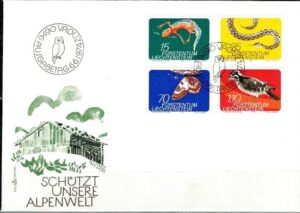 FDC ZWIERZĘTA LIECHTENSTEIN MI.609-612