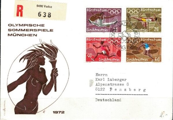 FDC OLIMPIADA LETNIA LIECHTENSTEIN MI.556-559 NR1