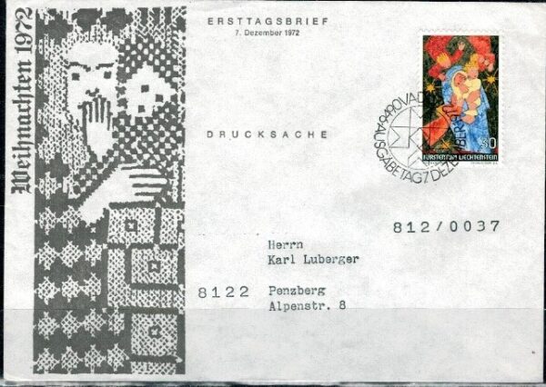 FDC BOŻE NARODZENIE LIECHTENSTEIN MI.578 NR1