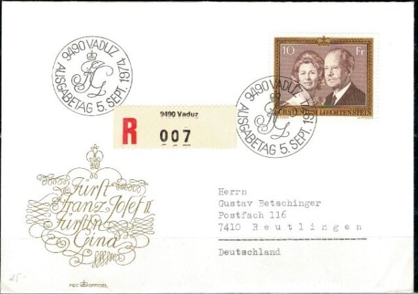 FDC SŁAWNI LUDZIE LIECHTENSTEIN MI.614