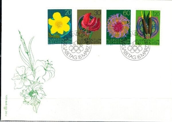 FDC KWIATY LIECHTENSTEIN MI.560-563 NR1