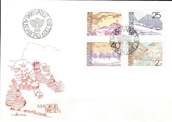 FDC KRAJOBRAZY LIECHTENSTEIN MI.596-599
