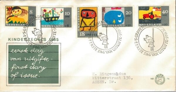 FDC DZIEŃ DZIECKA HOLANDIA MI.850-854 NR1