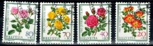 RÓŻE SZWAJCARIA MI.1112-1115 KASOWANY