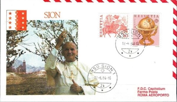 WIZYTA JANA PAWŁA II SZWAJCARIA-SION KOPERTA