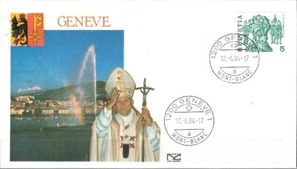 WIZYTA JANA PAWŁA II SZWAJCARIA -GENEWA KOPERTA
