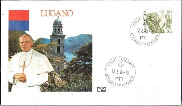 WIZYTA JANA PAWŁA II SZWAJCARIA-LUGANO KOPERTA