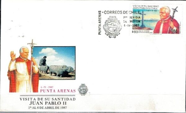 WIZYTA JANA PAWŁA II CHILE-PUNTA ARENAS KOPERTA