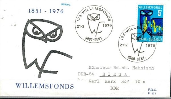 FDC ROCZNICA BELGIA MI.1848
