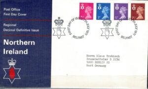 FDC KRÓLOWA ELŻBIETA II IRLANDIA MI.12-13/15/16