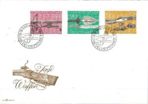 FDC BROŃ LIECHTENSTEIN MI.751-753