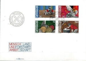 FDC ROLNICTWO LIECHTENSTEIN MI.802-805