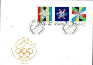 FDC OLIMPIADA ZIMOWA LIECHTENSTEIN MI.834-836
