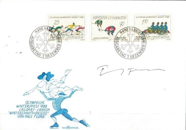 FDC OLIMPIADA ZIMOWA LIECHTENSTEIN MI.934-936