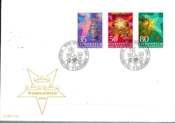 FDC BOŻE NARODZENIE LIECHTENSTEIN MI.884-886