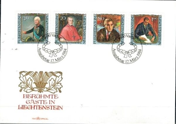 FDC SŁAWNI LUDZIE LIECHTENSTEIN MI.839-842