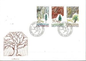 FDC DRZEWA LIECHTENSTEIN MI.913-915