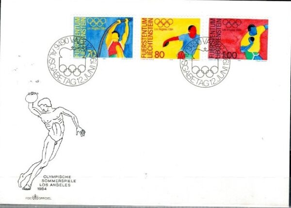 FDC OLIMPIADA LETNIA LIECHTENSTEIN MI.846-848