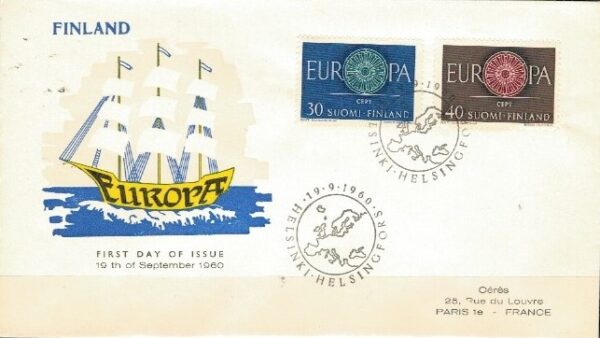 FDC EUROPA CEPT FINLANDIA MI.525-526 NR1